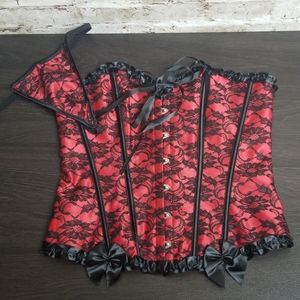 Large Black & Red Lace Corset Lingerie